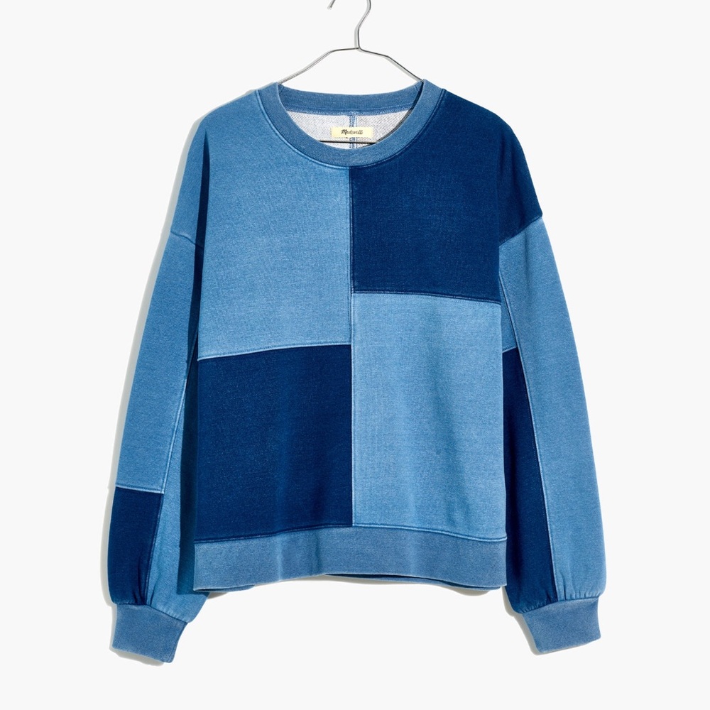 Madewell Indigo Dyed Patchwork Sweatshirt